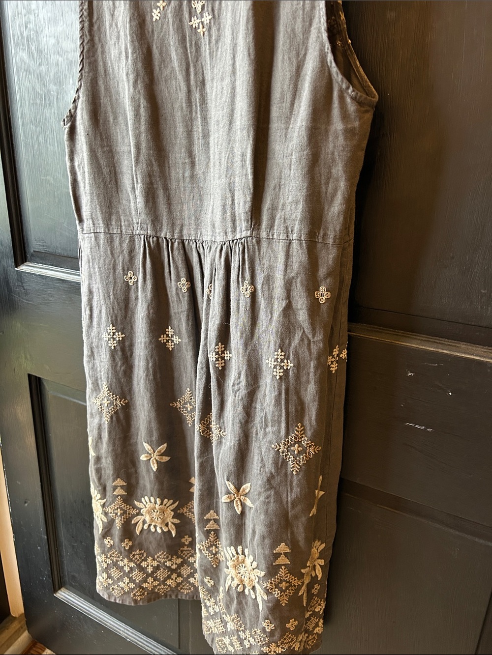 Johnny Was charcoal gray sleeveless embroidered cotton dress - Picture 7 of 9